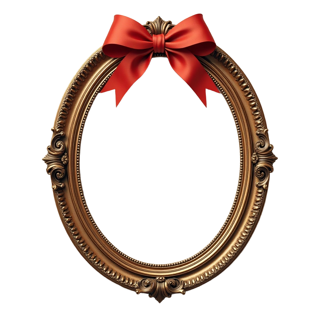 Elegant Oval Frame with Red Bow